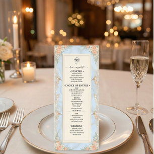 Antiker Rococo-Putze und Regency-Blumenmuster Menükarte