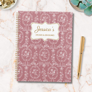 Antiker Rokoko-Blumen Floral Personalisierter Name Planer