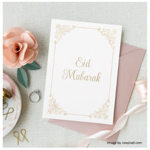 Antiker Rokoko-Rahmen Weißgold Schriftzug Eid Muba Feiertagskarte