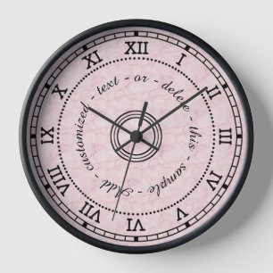 Antiker römischer Zahlen-Lichtrosa-Marmoreffekt Wanduhr