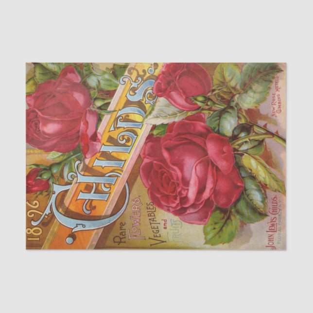 Antiker Rosen-Katalog 10" X 15" Seidenpapier (Vorderseite)