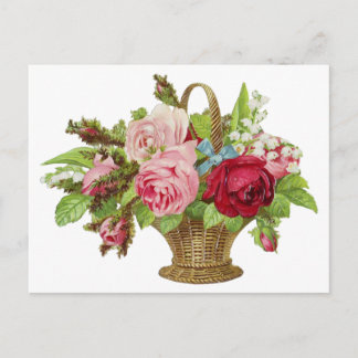Antiker Rosenblumenkorb Postkarte