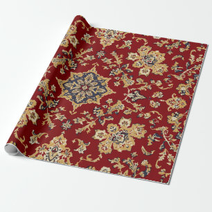 Antiker roter Gold Kashan Teppich Rug Perser Geschenkpapier