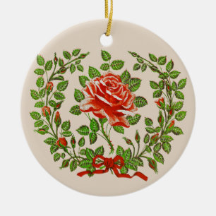 Antiker roter Rosenkranz Florale Gruss Kunst Keramik Ornament