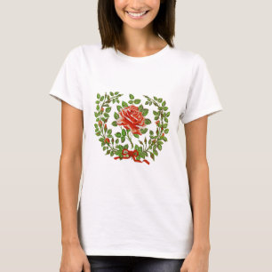 Antiker roter Rosenkranz Florale Gruss Kunst T-Shirt