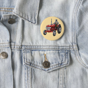 Antiker roter Traktor Button