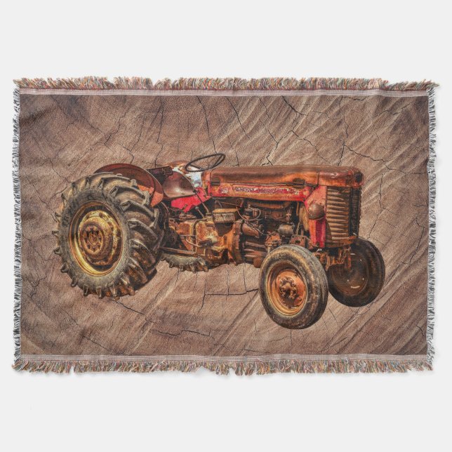 Antiker roter Traktor Decke (Vorderseite)