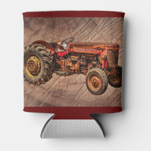 Antiker roter Traktor Dosenkühler