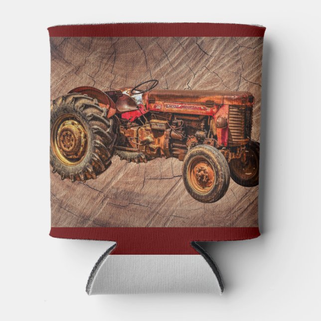 Antiker roter Traktor Dosenkühler (Vorderseite)