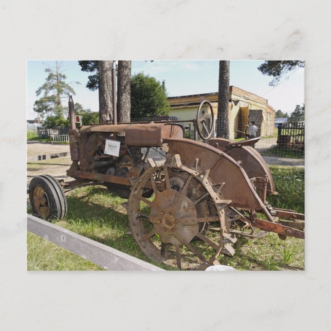Antiker russischer Traktor Postkarte (Vorderseite)