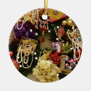 Antiker Schmuck & Edelstein viktorianischer Kranz Keramikornament