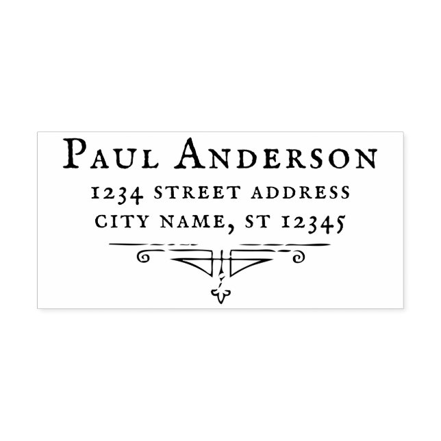 Antiker Schriftart + Ornament Rücksendeadresse CC1 Gummistempel (Prägung)