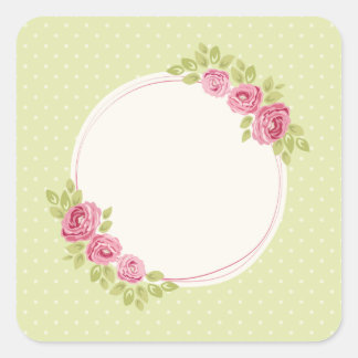 Antiker Shabby-Chic-Rahmen mit Rosenmotiv Quadratischer Aufkleber