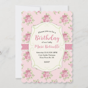 Antiker Shabby Chic Rosenrahmen Einladung