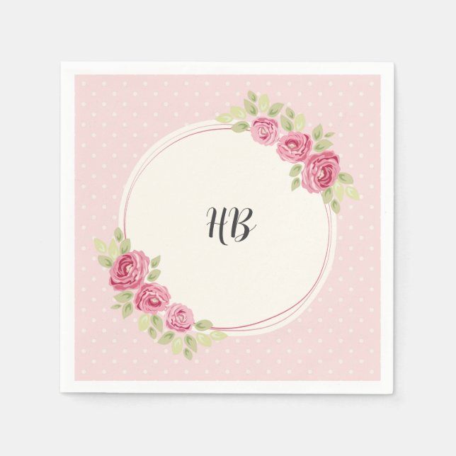 Antiker Shabby Chic Rosenrahmen Serviette (Vorderseite)