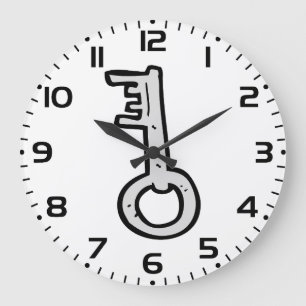 Antiker Skelett-Schlüssel handgezeichnet Silber An Große Wanduhr
