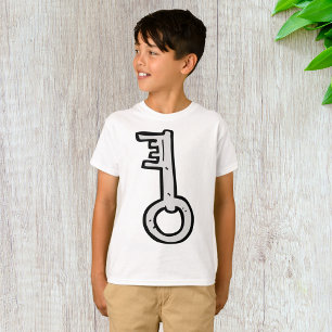 Antiker Skelett-Schlüssel handgezeichnet Silber An T-Shirt