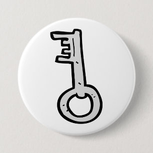 Antiker Skelettschlüssel handgezeichnet Silber ant Button