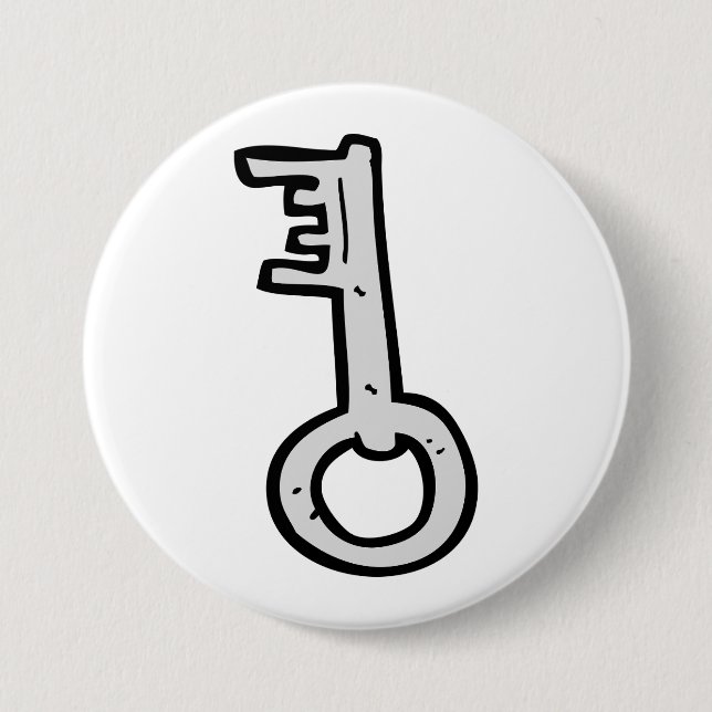 Antiker Skelettschlüssel handgezeichnet Silber ant Button (Vorderseite)