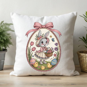 Antiker skurriler Osterhase-Blumenstrauß Kissen