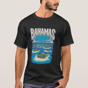 Antiker Sonnenuntergang am Strand mit Palme Bahama T-Shirt