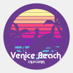 Antiker Sonnenuntergang Venice Beach Kalifornien Runder Aufkleber