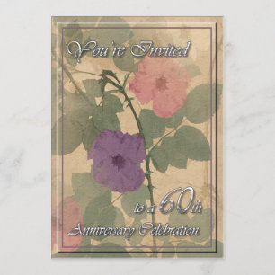 Antiker staubiger Jahrestag der Rosen-60. Einladung