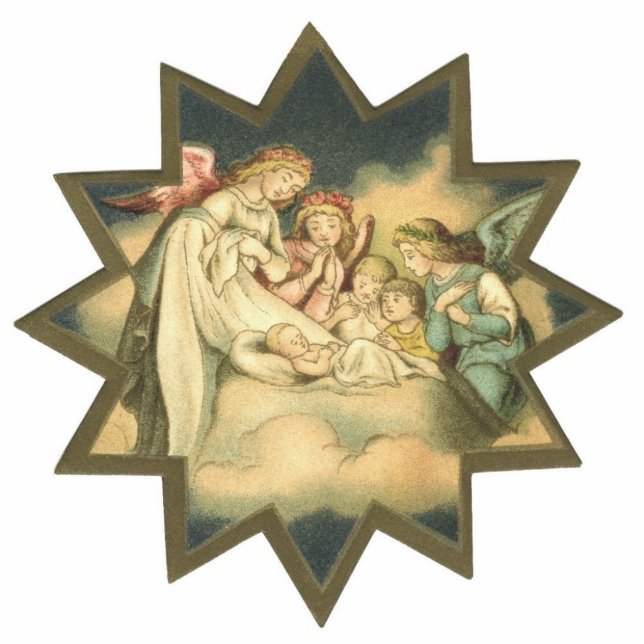 Antiker Stern/Engels-Verzierung Fotoskulptur Ornament (Vorne)