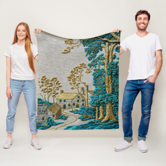 Antiker Stil Teal + Gold Farbe Ländlich Fleecedecke