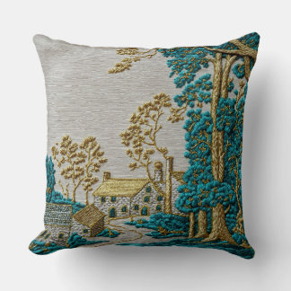 Antiker Stil Teal + Gold Farbe Ländlich Kissen