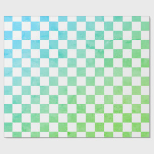 Antiker Stil Weiß Blau und Grün Schachbrettmuster Geschenkpapier