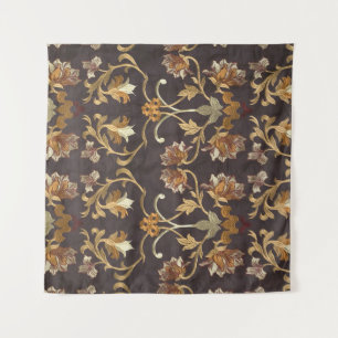 Antiker Stoff mit bestickten Blumen, Hintergrund Wandteppich