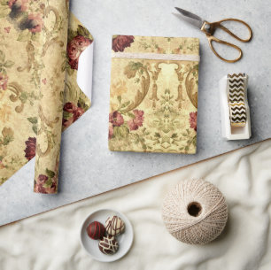 Antiker Tapetenstil im viktorianischen Rosenmuster Geschenkpapier