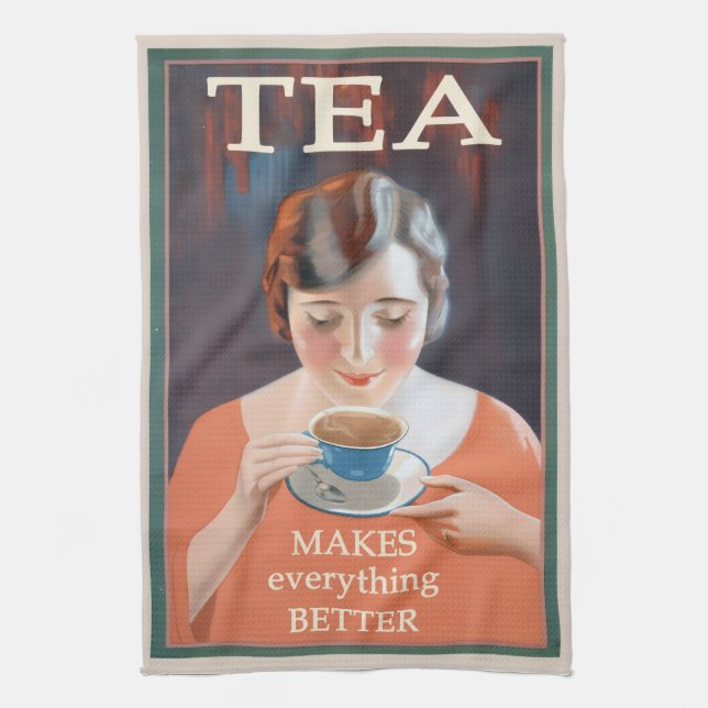 Antiker Teetrinker, Tasse Tee Geschirrtuch (Vertikal)