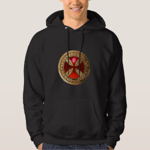 ANTIKER TEMPLAR QUERER roter karminroter Edelstein Hoodie