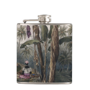 Antiker Tropischer Bananenbaumwald   Vintag Bota Flachmann