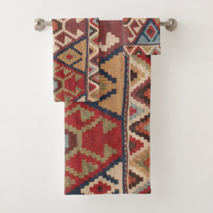 Antiker türkischer Teppich Badhandtuch Set