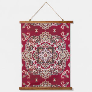 Antiker türkiser Weinroter Kilim Teppich Wandbehan Wandteppich Mit Holzrahmen