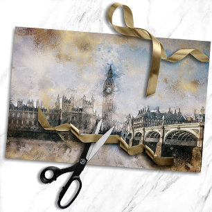 Antiker Uhrenturm Steampunk Big Ben Decoupage Seidenpapier