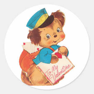 Antiker Valentins-Welpe Runder Aufkleber