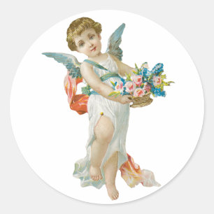 Antiker Valentinsengel (Cupido) Runder Aufkleber