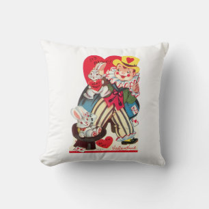 Antiker Valentinsjunge mit Kaninchen Kissen