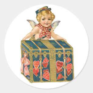 Antiker Valentinstag Cupid Herz Runder Aufkleber