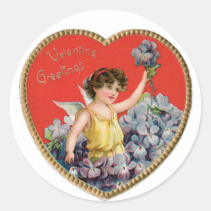 Antiker Valentinstag Cupid Herz Runder Aufkleber