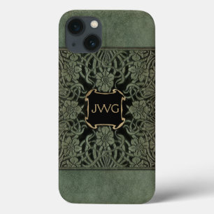 Antiker verzierter lederner Monogramm-Bucheinband Case-Mate iPhone Hülle