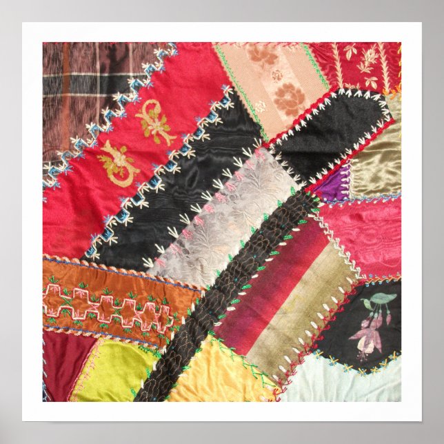 Antiker, Viktorianischer Crazy Quilt Square Poster (Vorne)