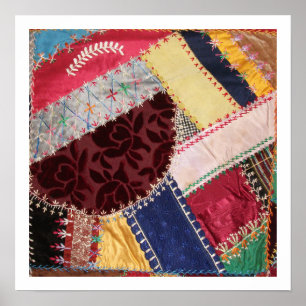 Antiker Viktorianischer Crazy Quilt Square Poster