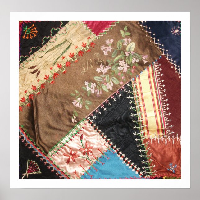 Antiker Viktorianischer Crazy Quilt Square Poster (Vorne)