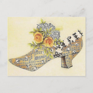 Antiker viktorianischer gelber Rosen-Aschenschuh C Postkarte