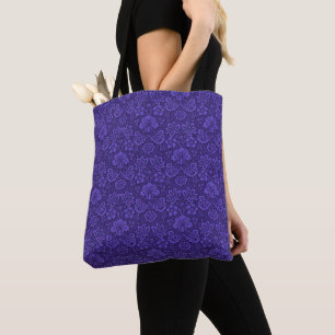 Antiker viktorianischer Indigo-Damaskus-Paisley-Bl